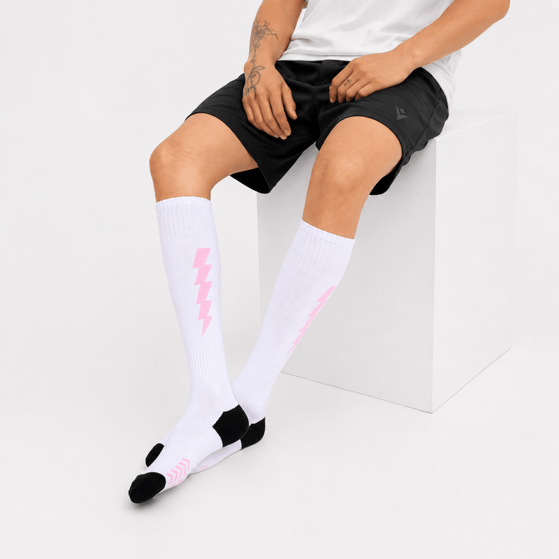 -Flash Performer Knee length Socks - White/Pink-