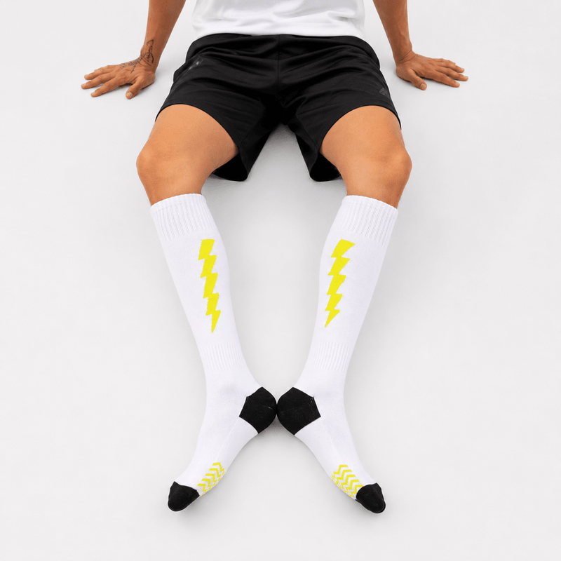 -Flash Performer Knee length Socks - White/Neon-