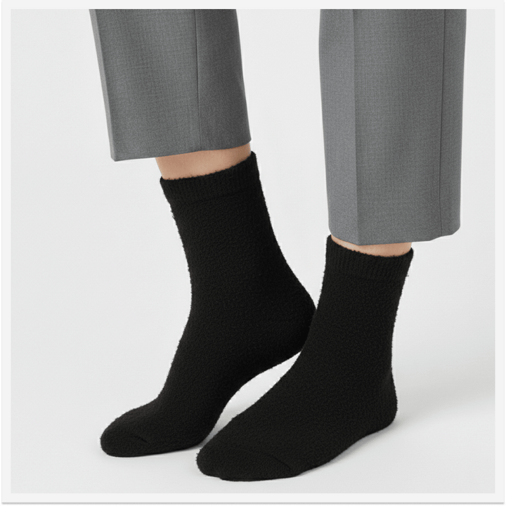 -Socks Affair Black Furry Socks-