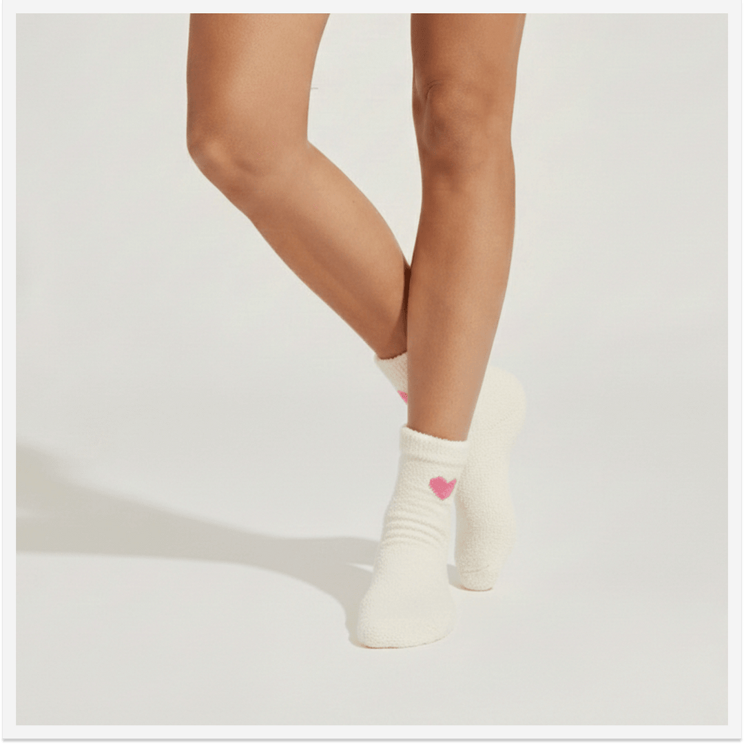 -Pumped Up Pink Heart Furry Socks-