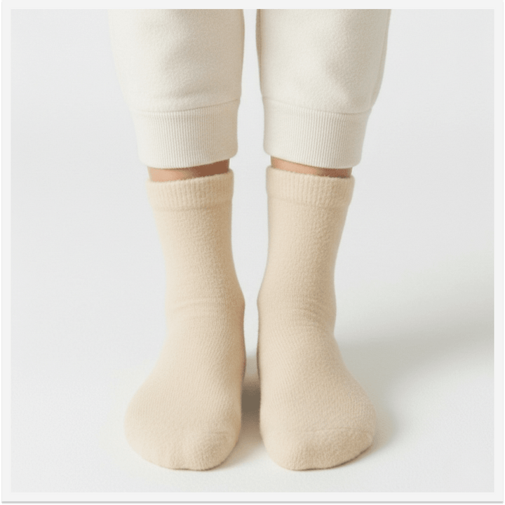 -Socks Affair Cream Furry Socks-
