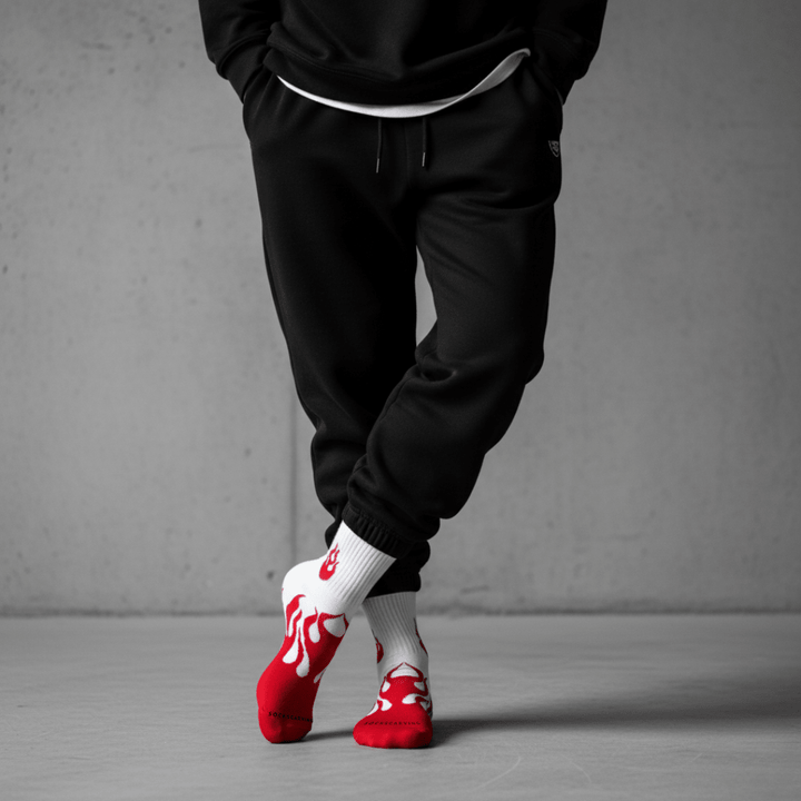 -FLAME RUNNER SOCKS - WHITE/RED-