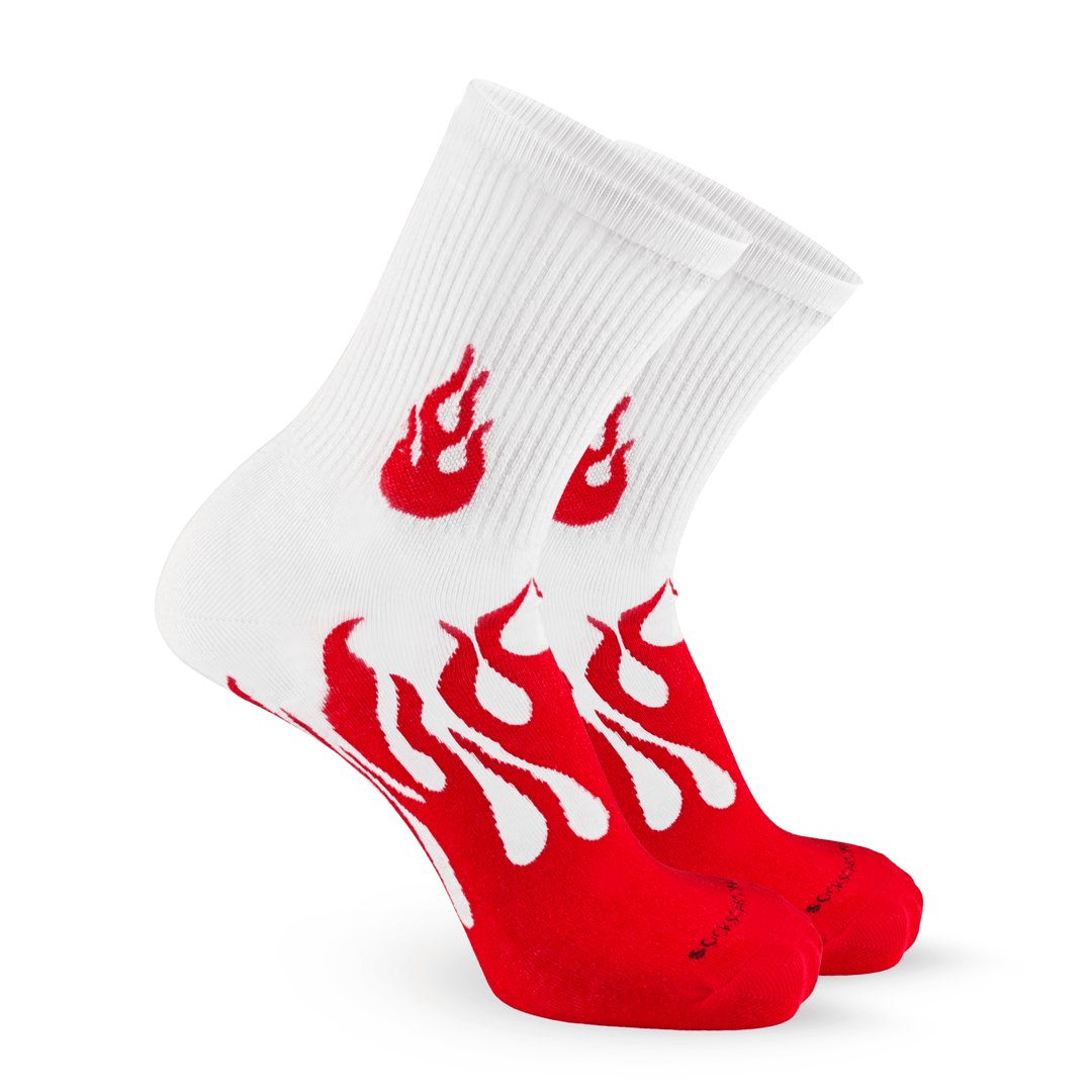 -FLAME RUNNER SOCKS - WHITE/RED-