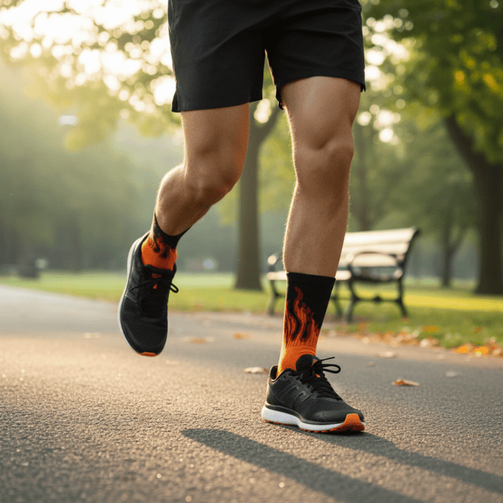 -FIRE SOCKS - ORANGE/BLACK - RED FLAMES-