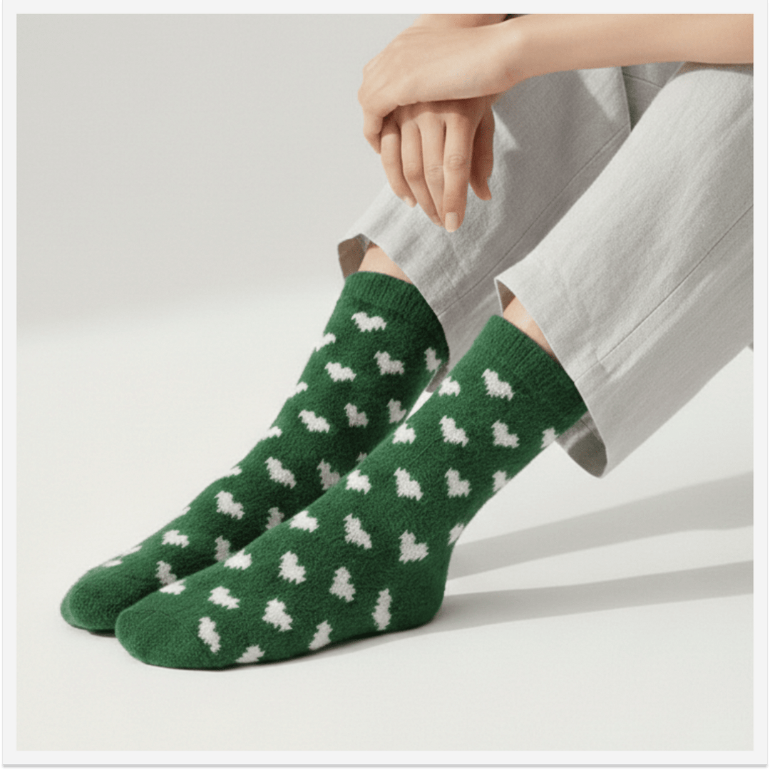 -Love Knotes Green Furry Socks-