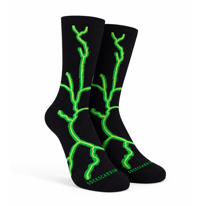 Lightning 2.0 Bolt Socks - Black Neon