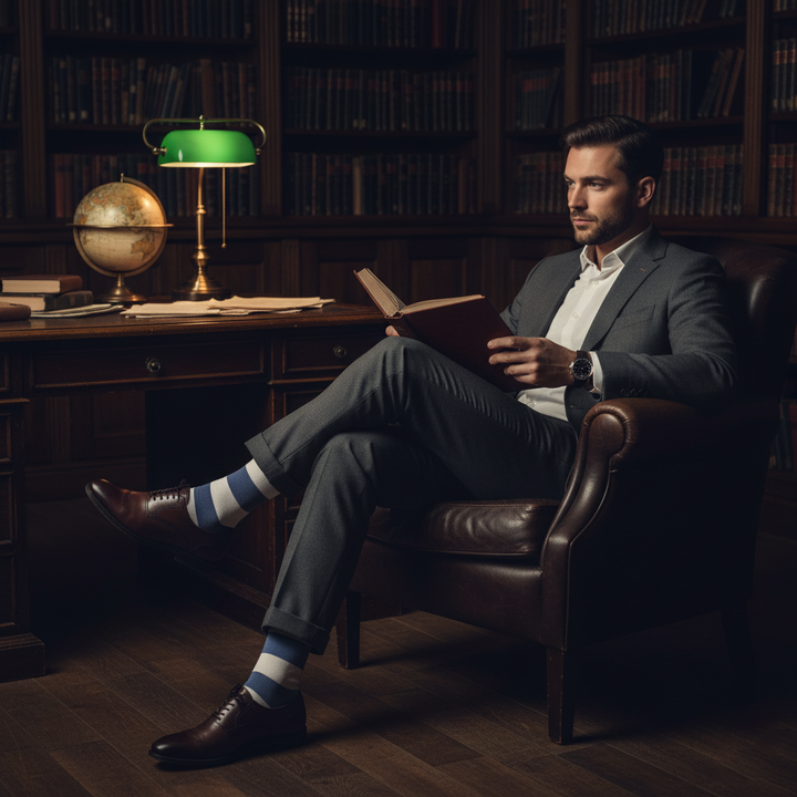 Navy Blue & White Stripe Bamboo- Corporate Classic