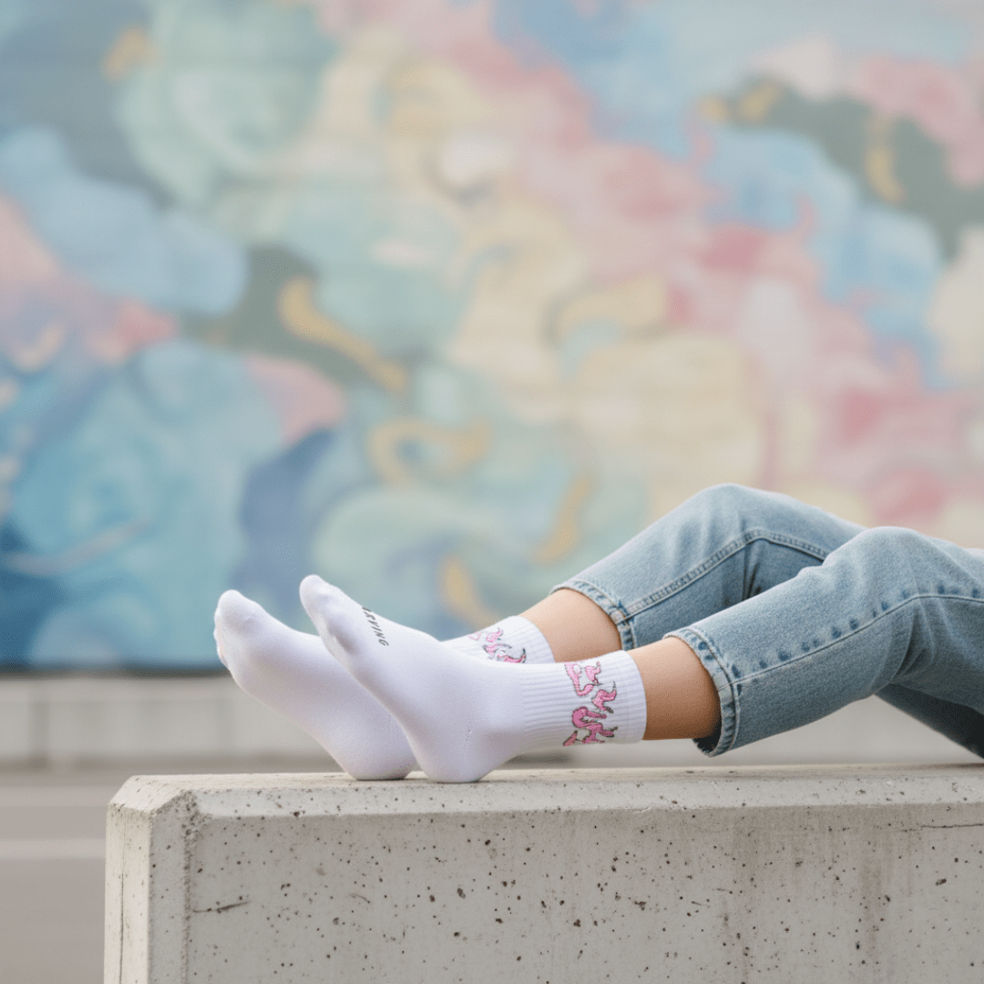 -WHITE/PINK FLAME- FIRE 2.0 SOCKS-