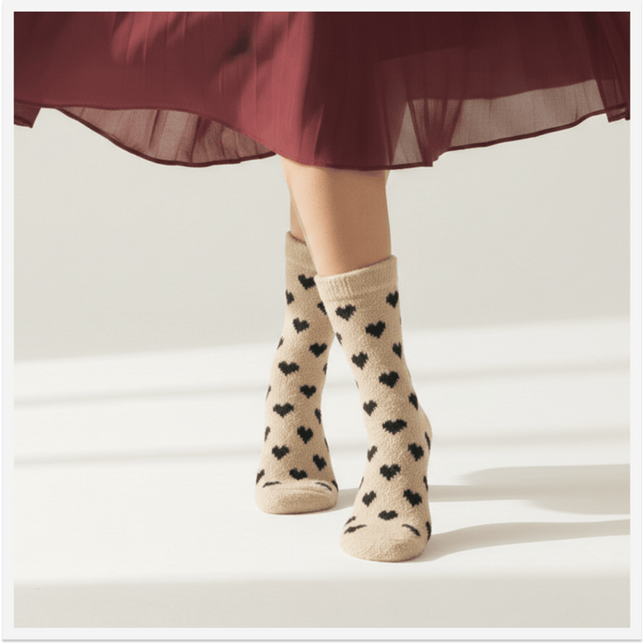 -Love Knotes Black Furry Socks-