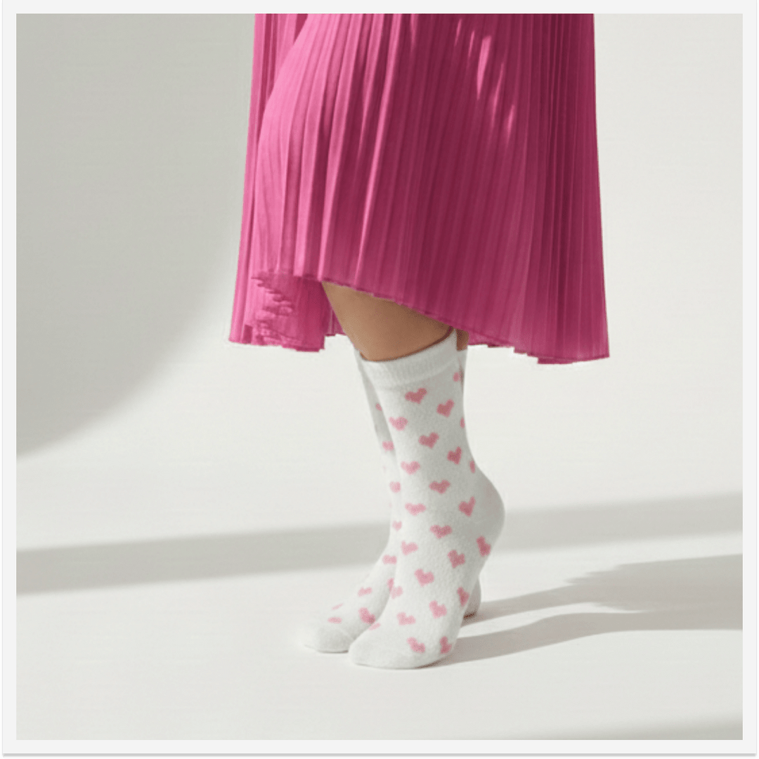 -Love Knotes Pink Furry Socks-