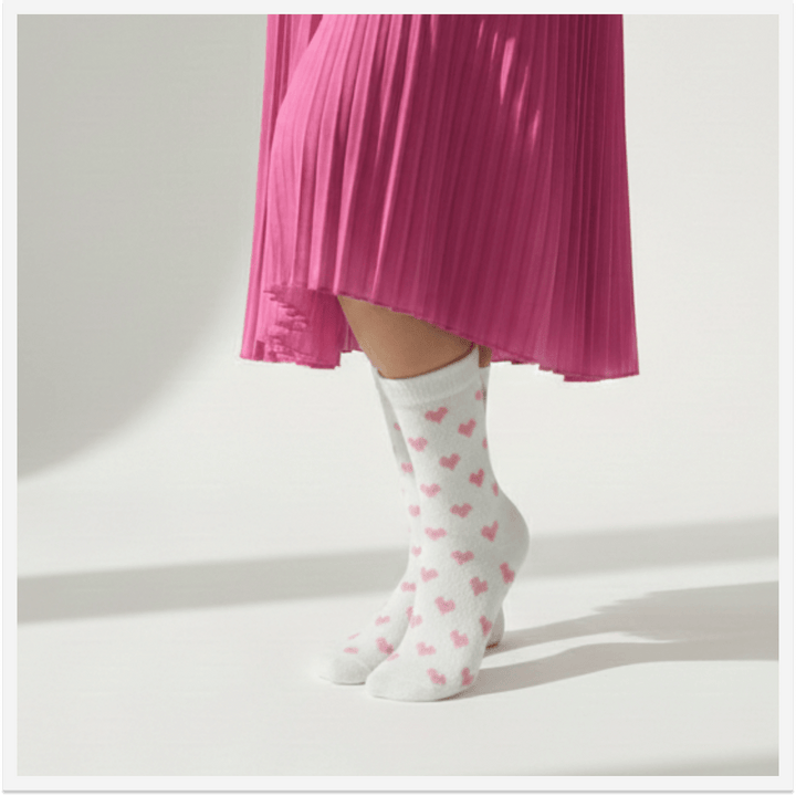 -Love Knotes Pink Furry Socks-
