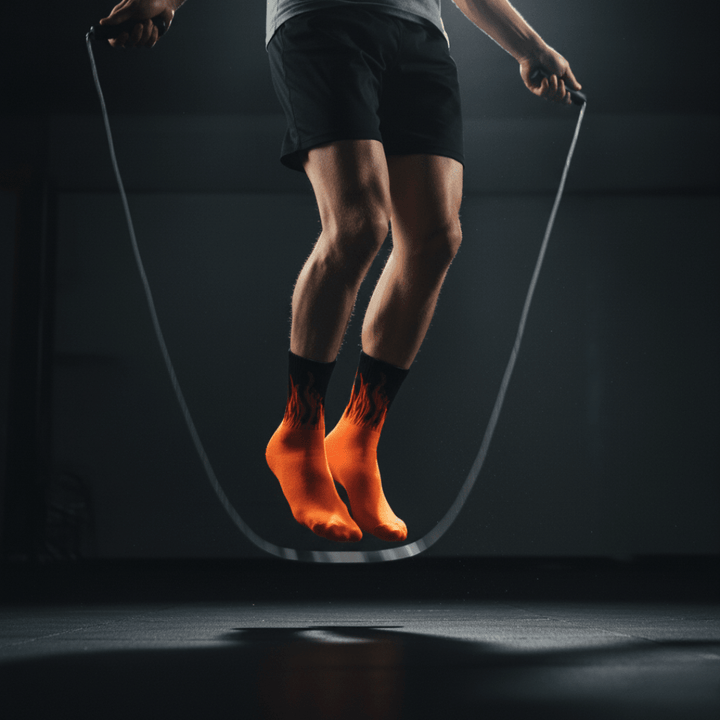 -FIRE SOCKS - ORANGE/BLACK - RED FLAMES-