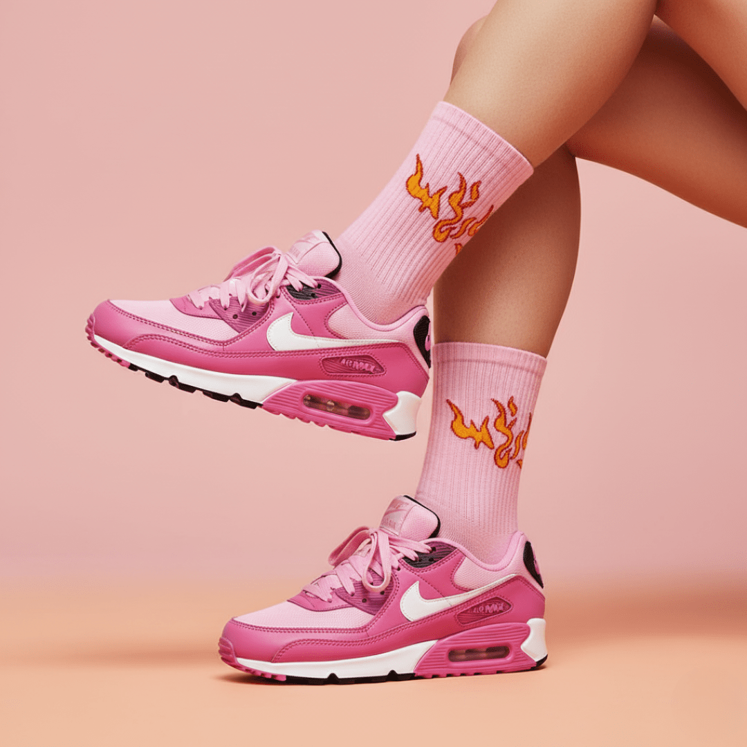 -PINK/YELLOW FLAME- FIRE 2.0 SOCKS-