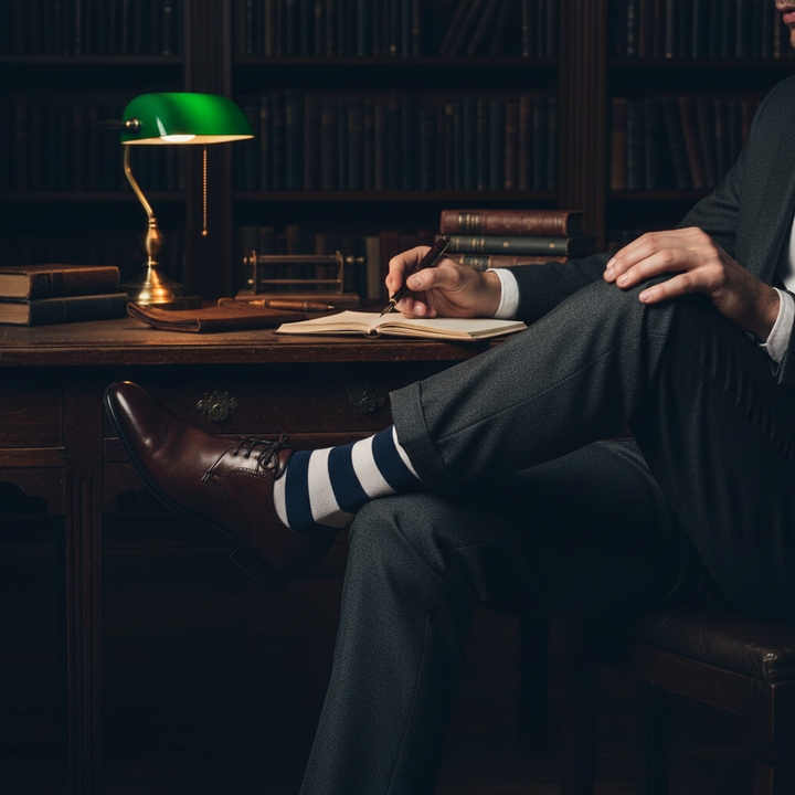 Navy Blue & White Stripe Bamboo- Corporate Classic