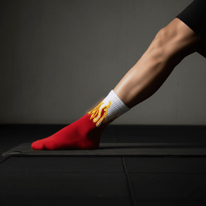 -FIRE SOCKS - RED/WHITE- YELLOW FLAMES-