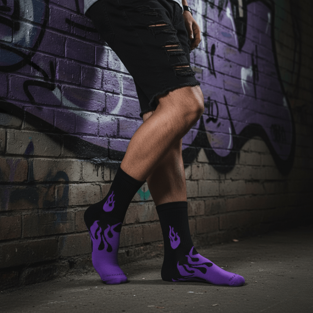 -FLAME RUNNER SOCKS - BLACK/PURPLE-