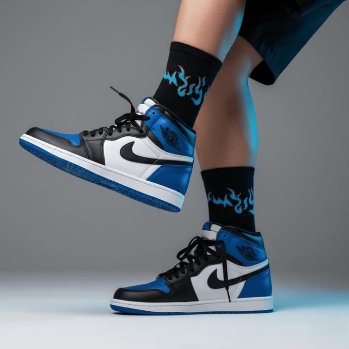 -BLACK/BLUE FLAME- FIRE 2.0 SOCKS-