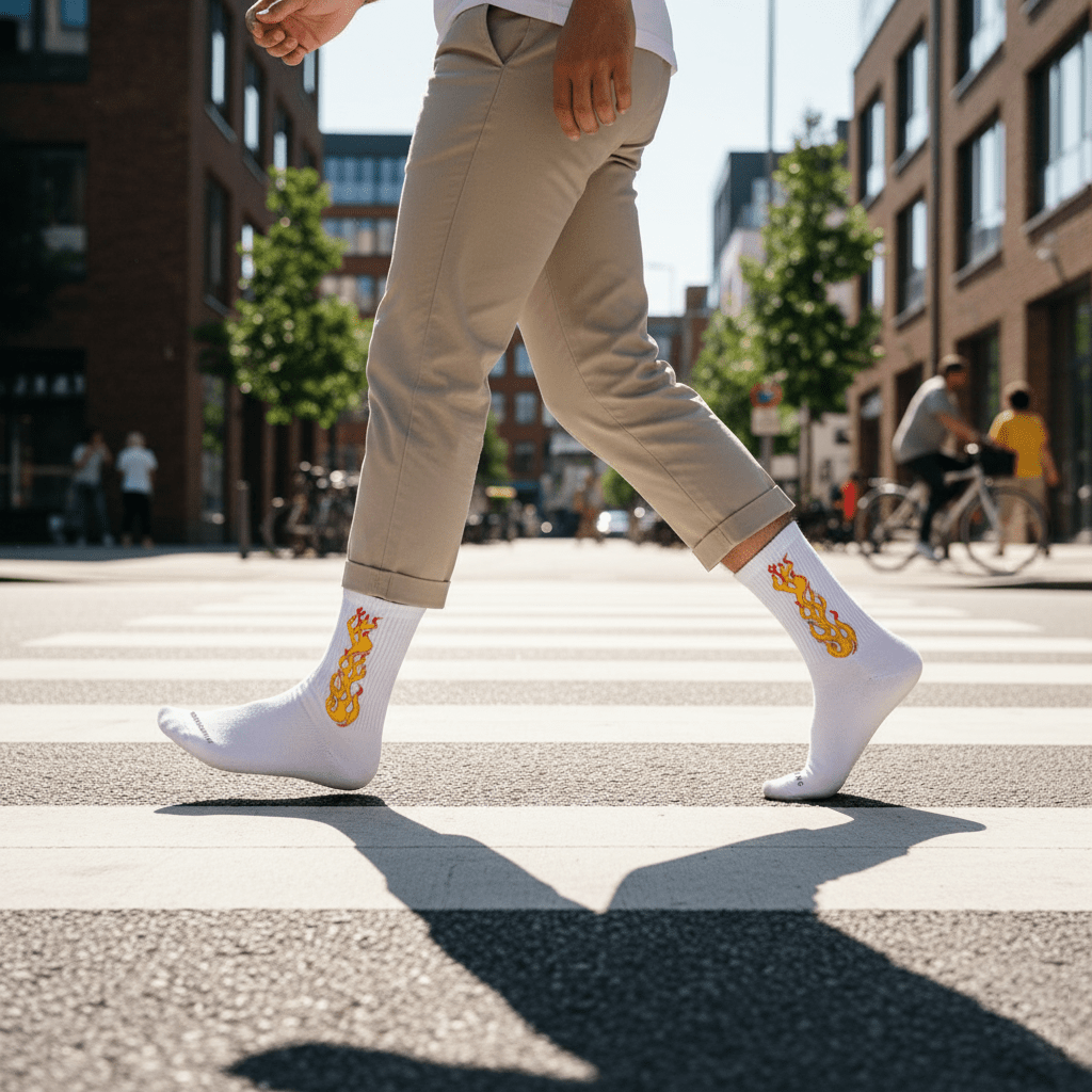 -WHITE/YELLOW FLAME- FIRE 2.0 SOCKS-