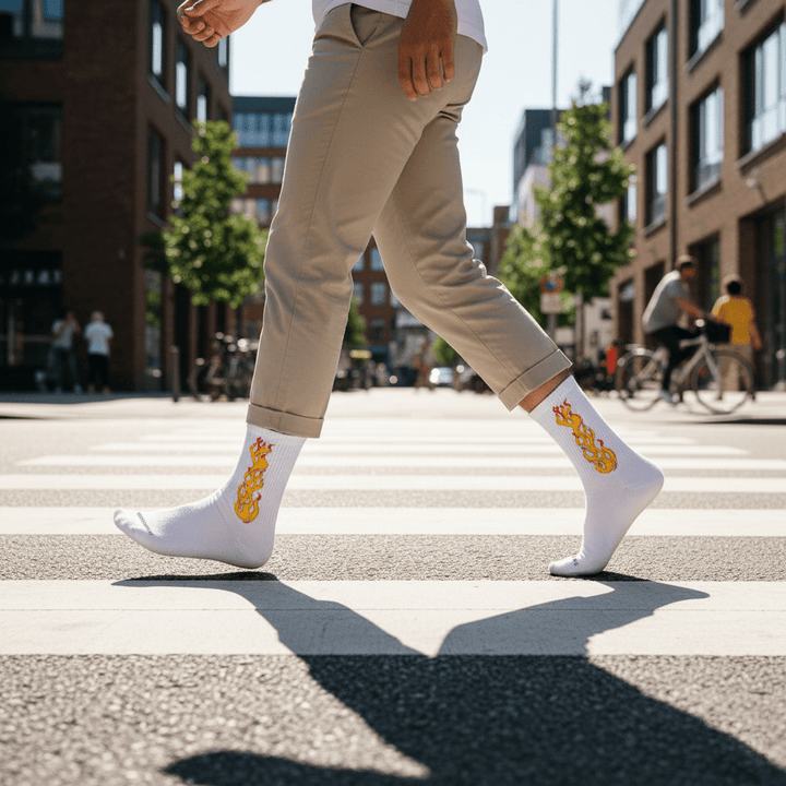 -WHITE/YELLOW FLAME- FIRE 2.0 SOCKS-
