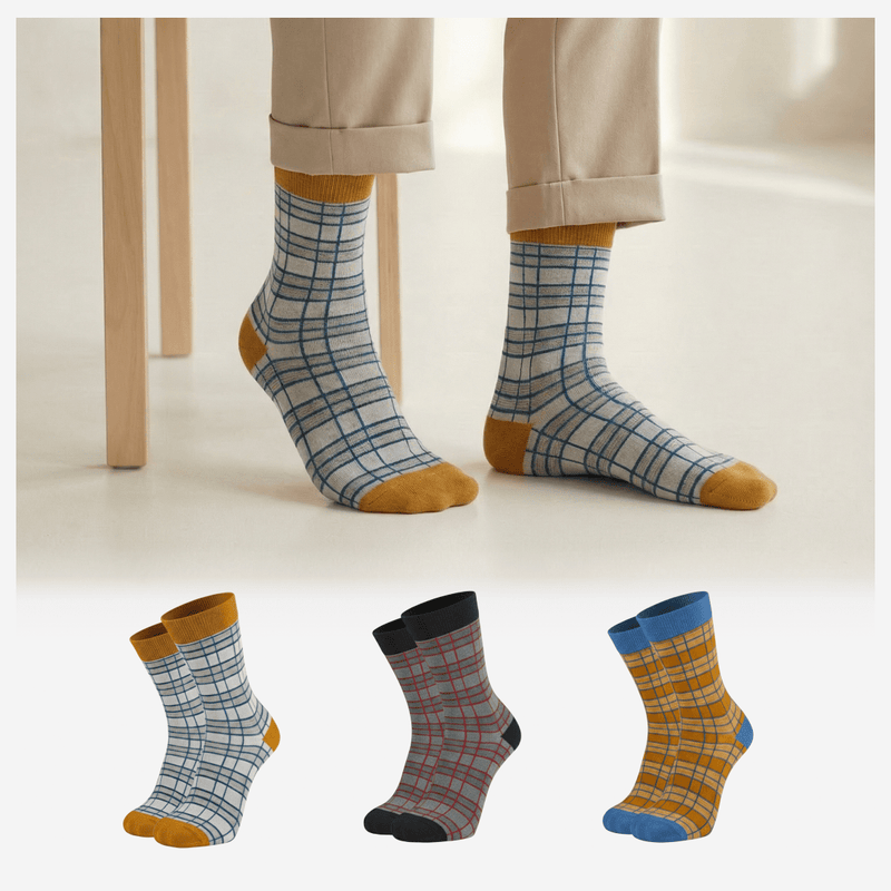 -Sockscarving Elegant Check (Pack of 3)-