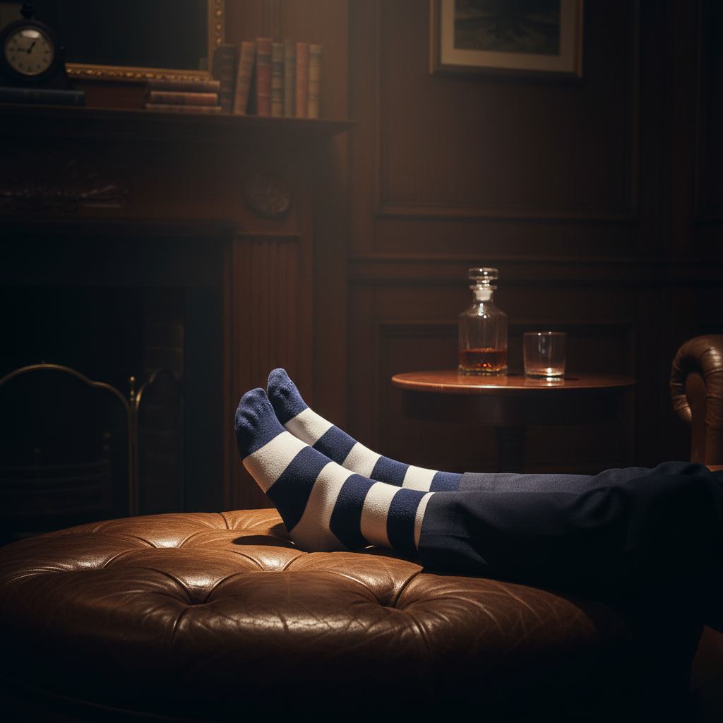 Navy Blue & White Stripe Bamboo- Corporate Classic