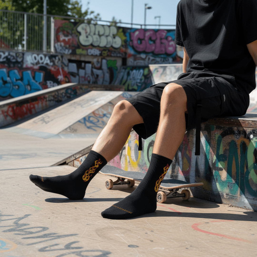 -BLACK/YELLOW FLAME- FIRE 2.0 SOCKS-