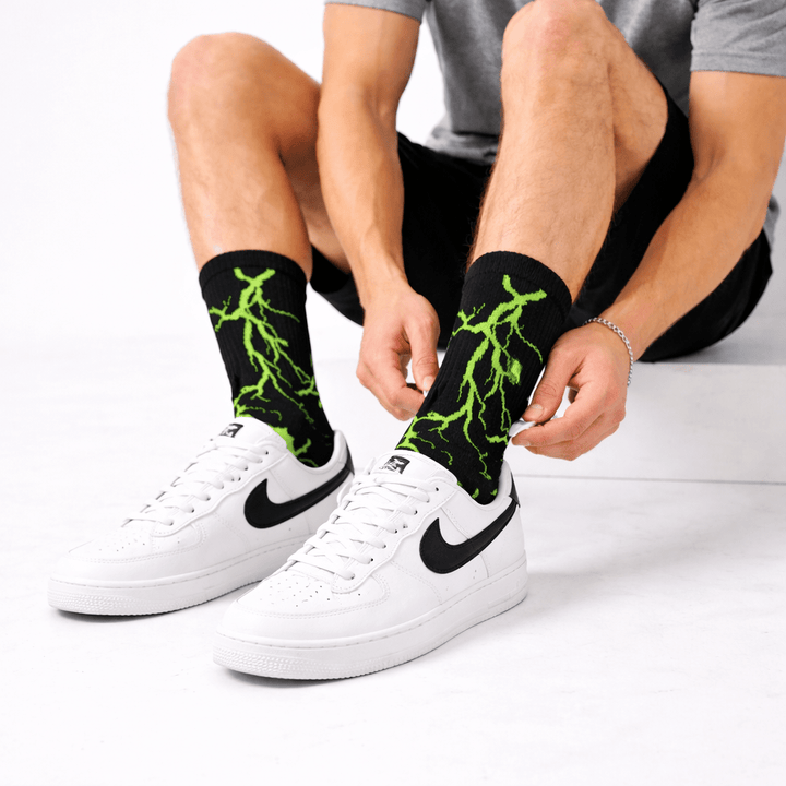 Lightning 2.0 Thunder Socks-Black Lime Green