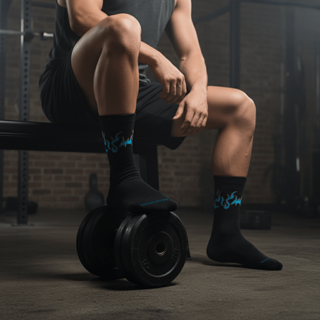 -BLACK/BLUE FLAME- FIRE 2.0 SOCKS-