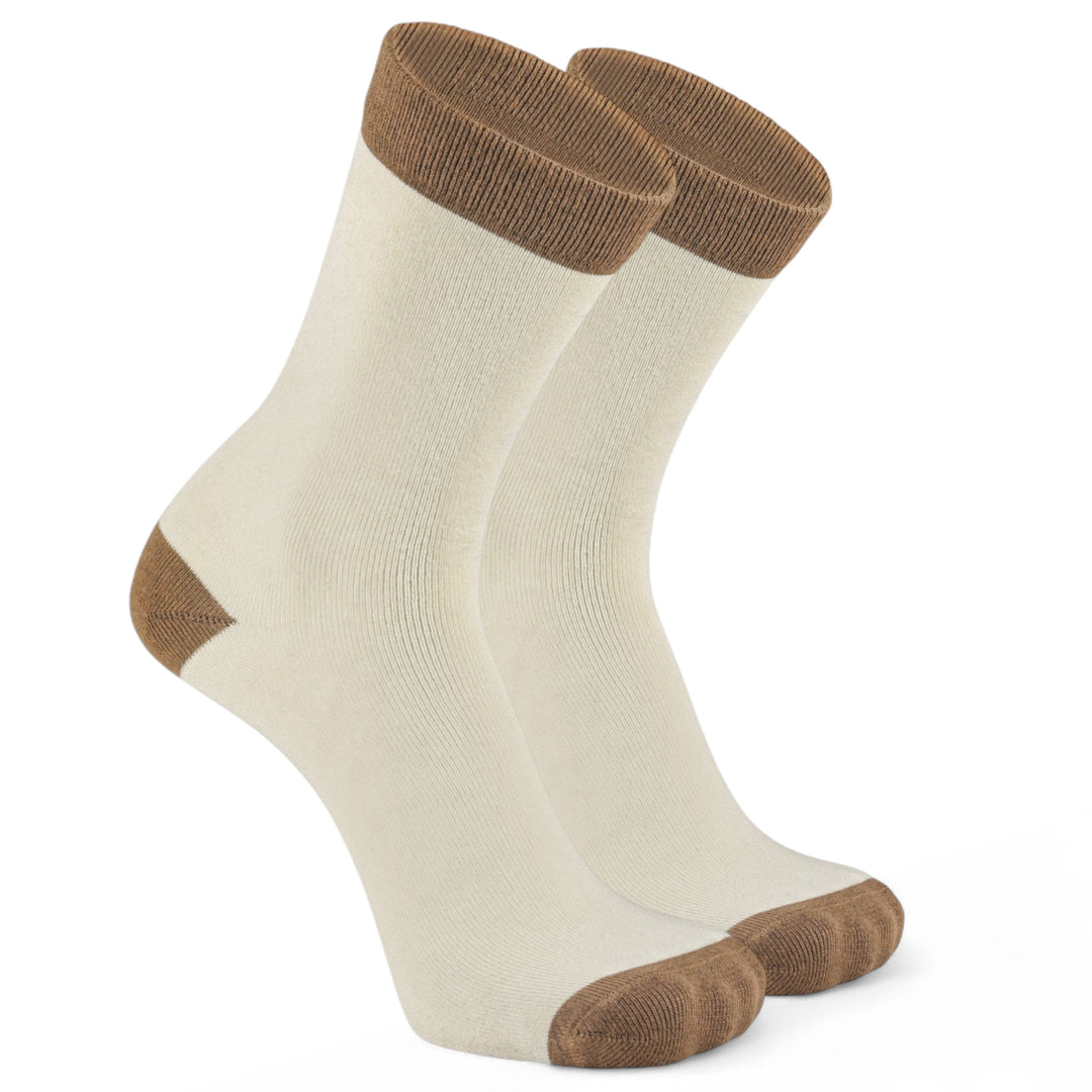 -Off White &amp; Brown Edge Bamboo- Timeless Toes-