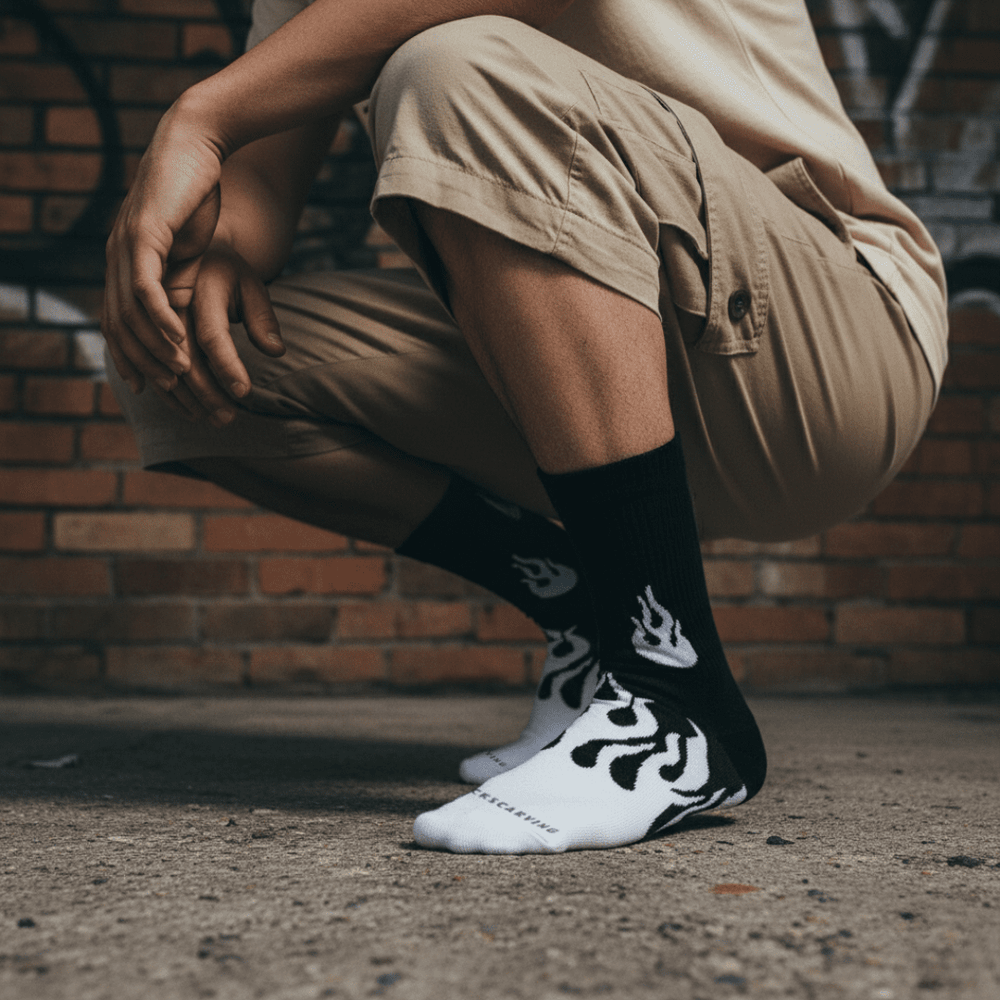 -FLAME RUNNER SOCKS - BLACK/WHITE-