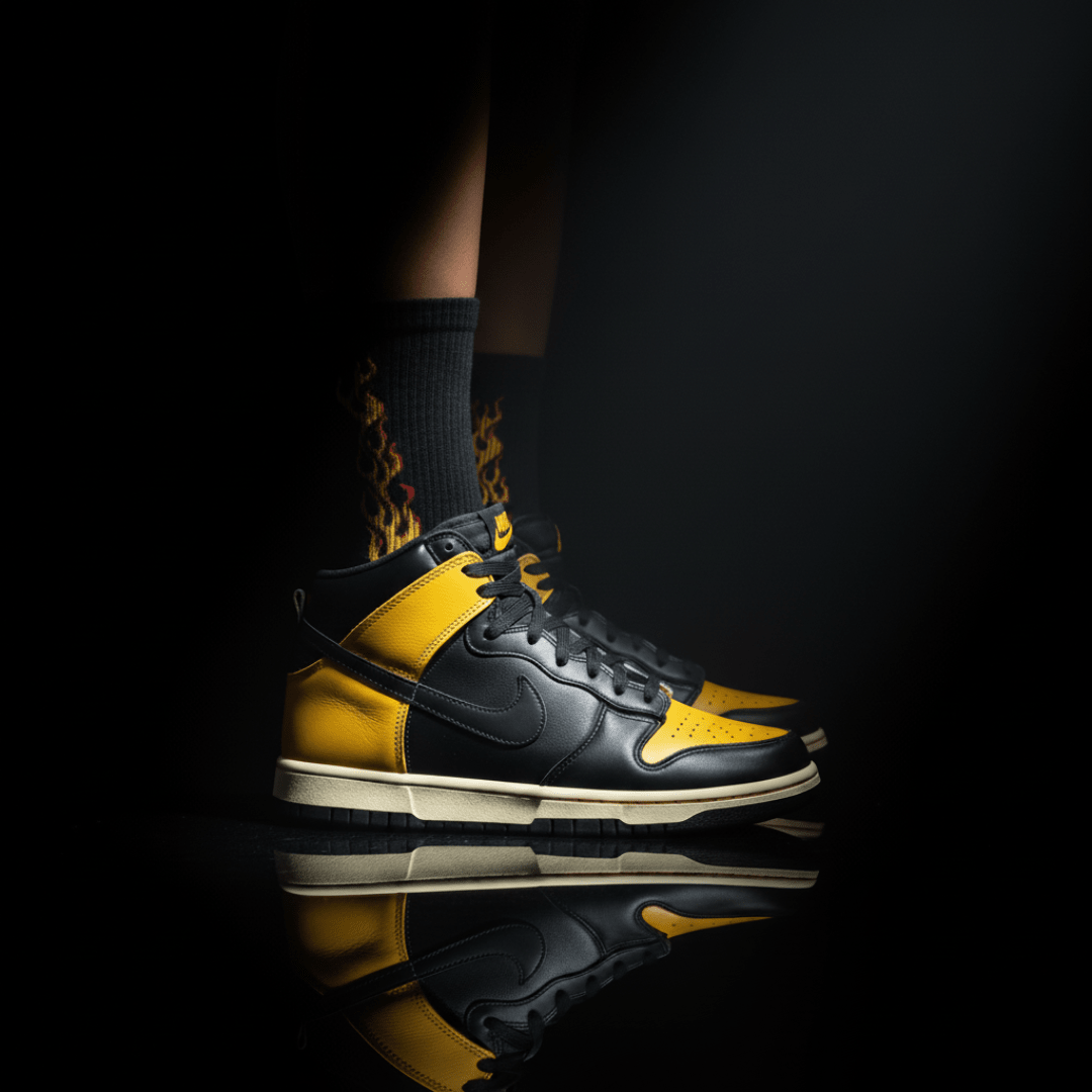 -BLACK/YELLOW FLAME- FIRE 2.0 SOCKS-