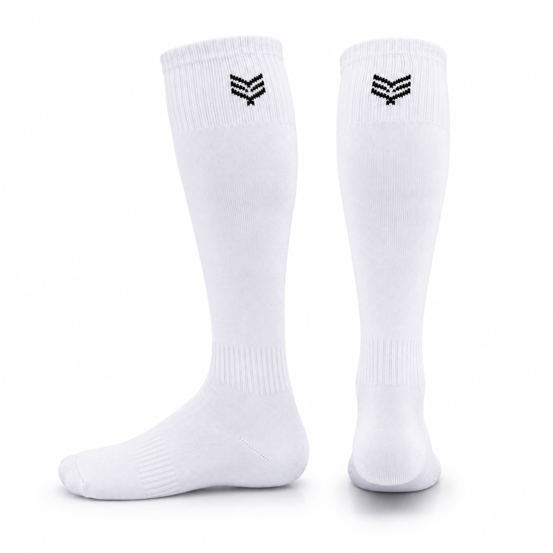 Sports Solid Knee length Socks - White