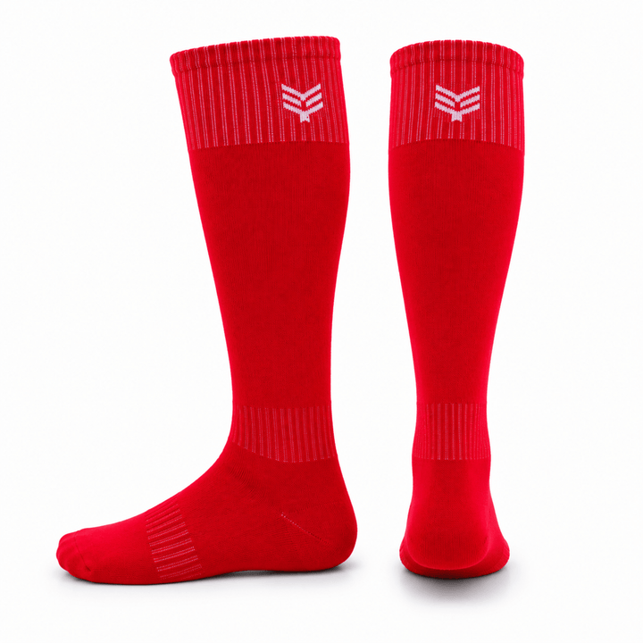-Sports Solid Knee length Socks - Red-