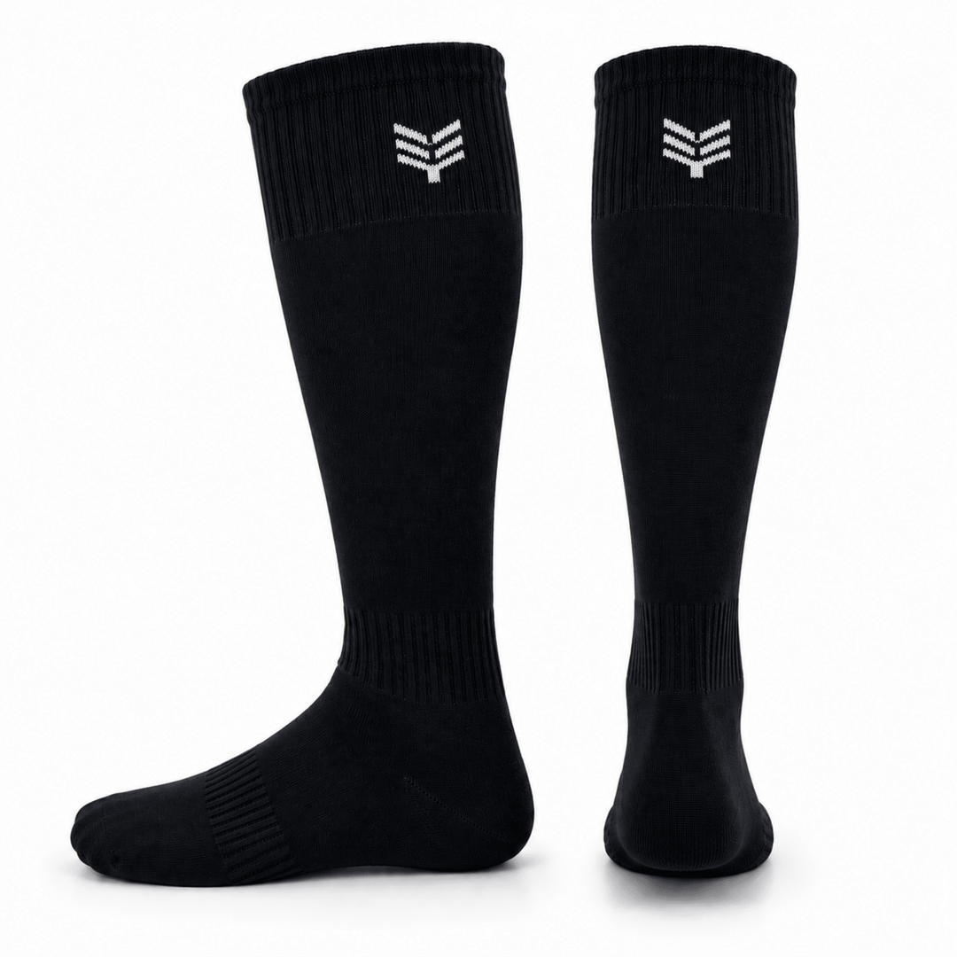 -Sports Solid Knee length Socks - Black-