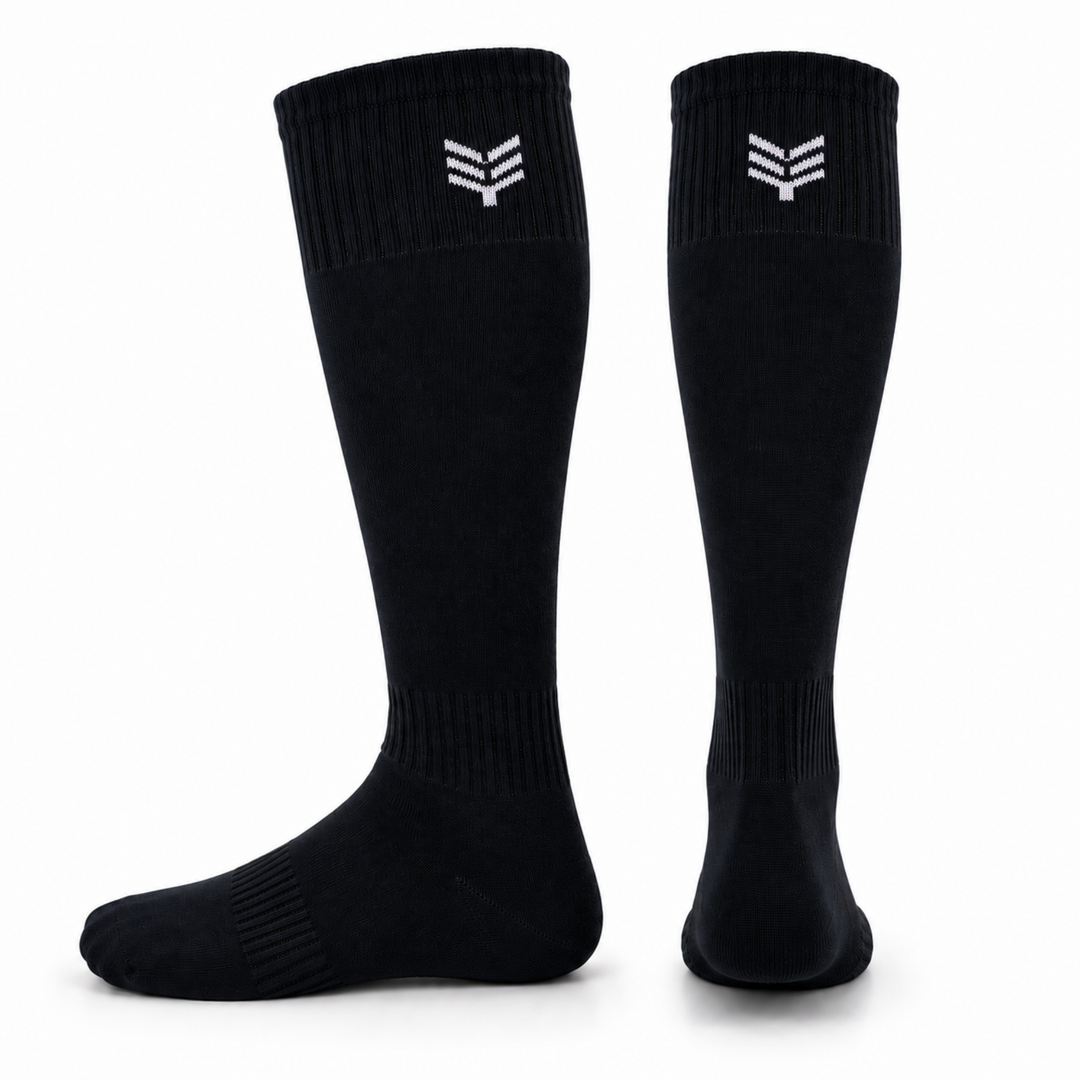 Sports Solid Knee length Socks - Black