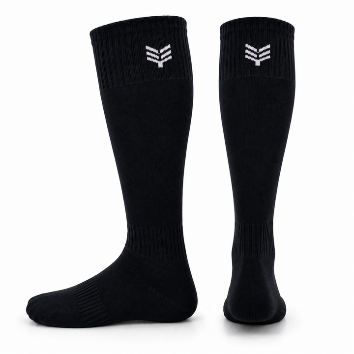 Sports Solid Knee length Socks - Black