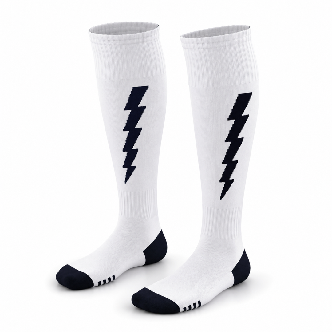 Flash Performer Knee length Socks - White/Navy Blue
