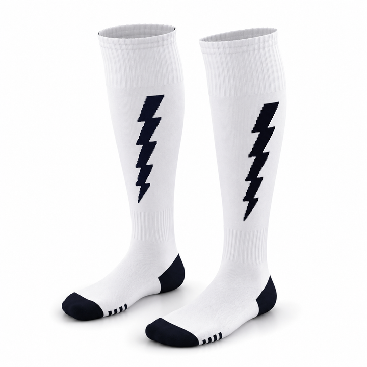 Flash Performer Knee length Socks - White/Navy Blue