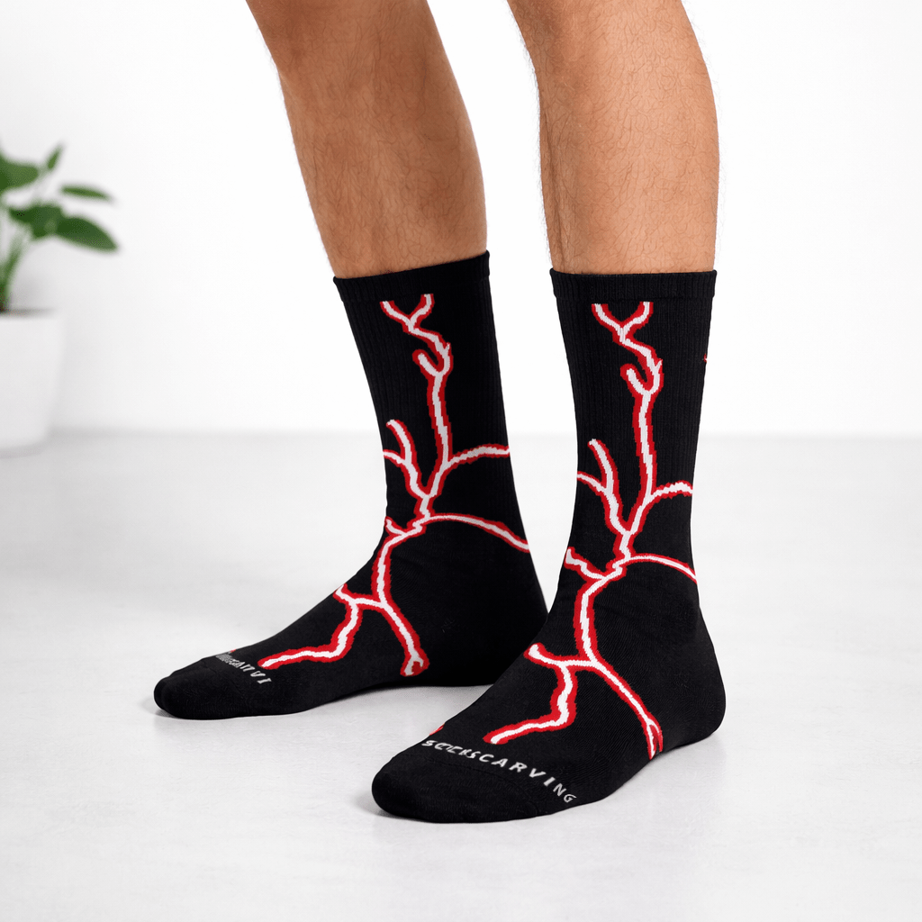 -Lightning 2.0 Bolt Socks - Black Red-