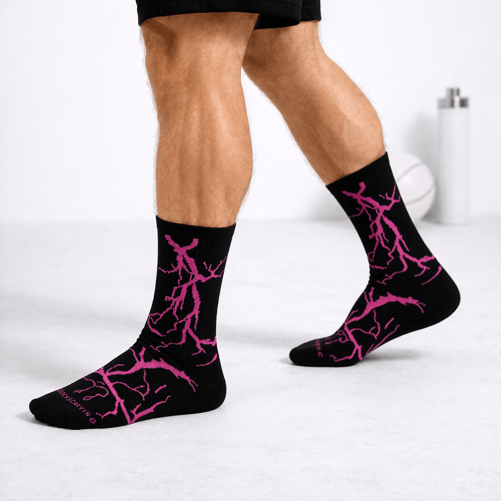 -Lightning 2.0 Thunder Socks-Black Pink-