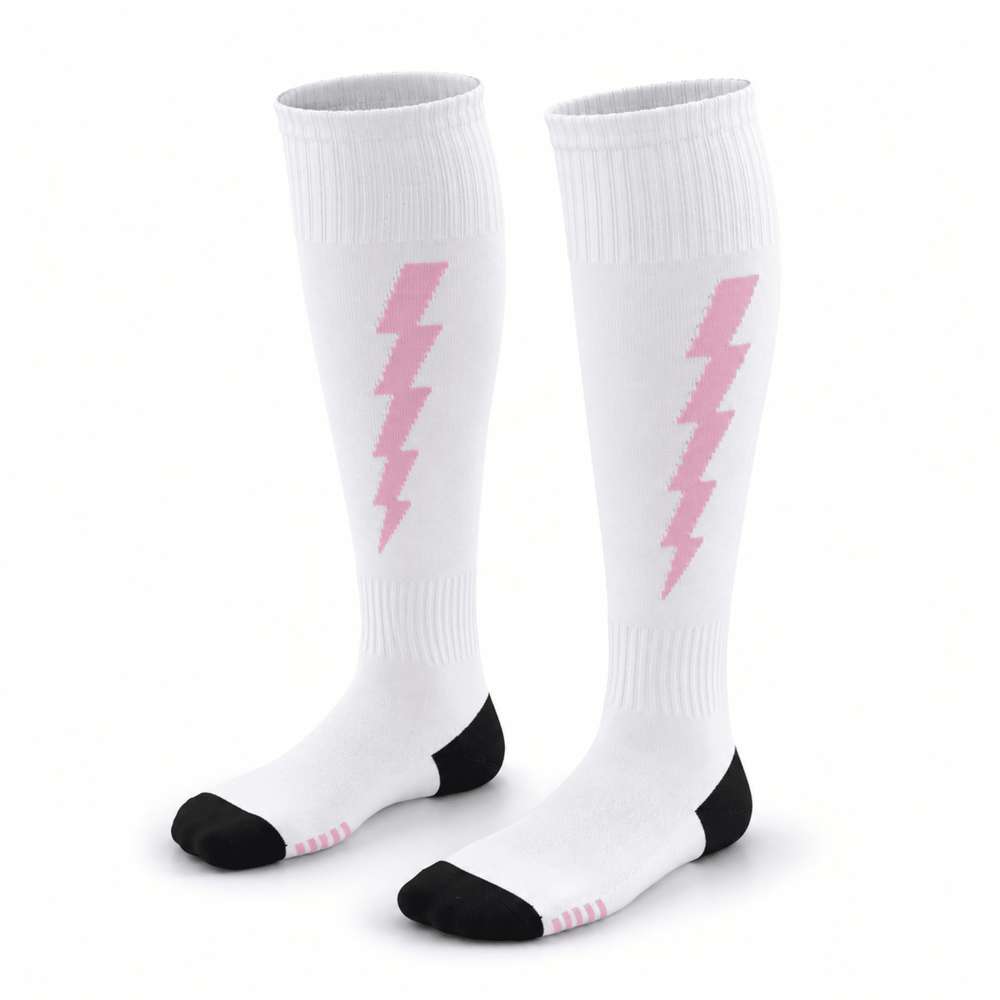 -Flash Performer Knee length Socks - White/Pink-