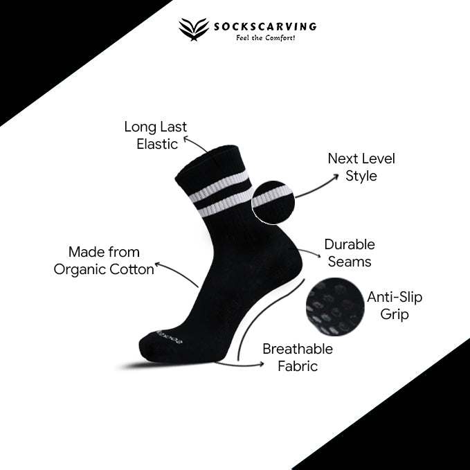 Silicon Grip Socks- Black, Blue, White, Grey (Best For Yoga, Gym, Sports, Pilates)