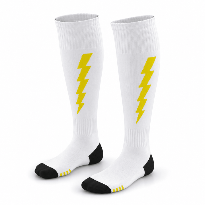 -Flash Performer Knee length Socks - White/Neon-