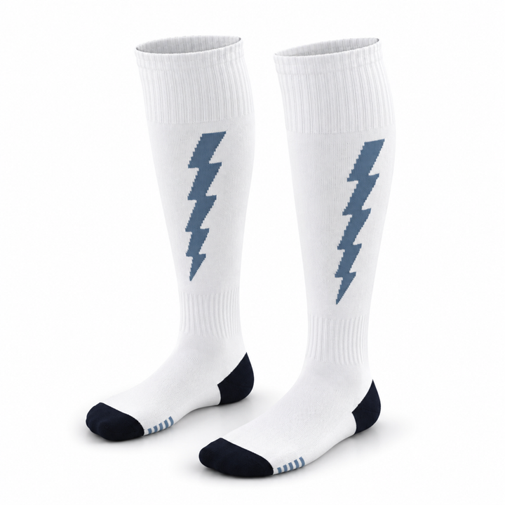 Flash Performer Knee length Socks - White/Light Blue