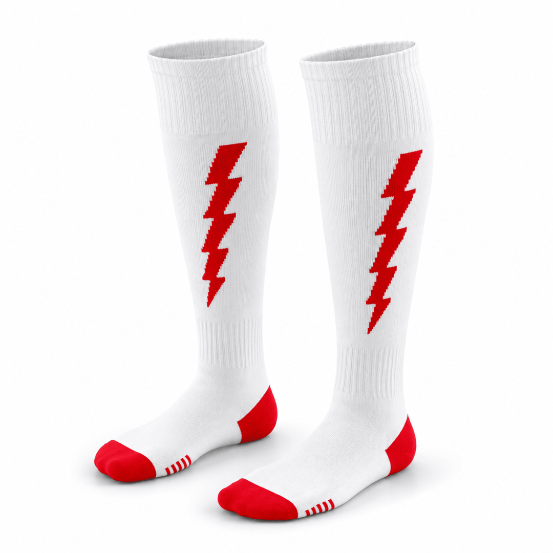 -Flash Performer Knee length Socks - White/Red-
