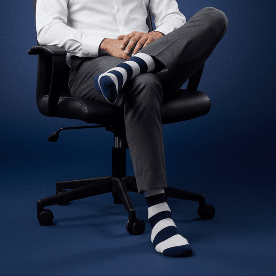 -Navy Blue & White Stripe Bamboo- Corporate Classic-