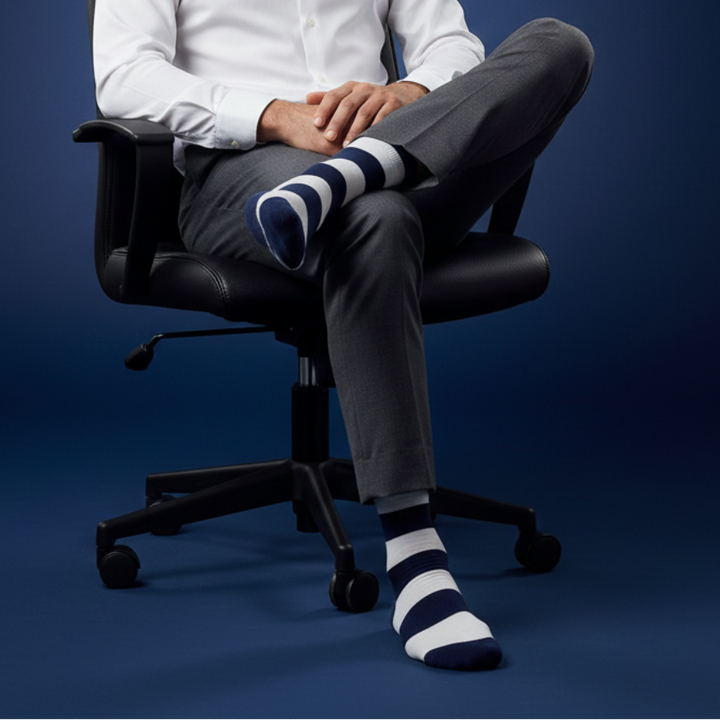Navy Blue & White Stripe Bamboo- Corporate Classic