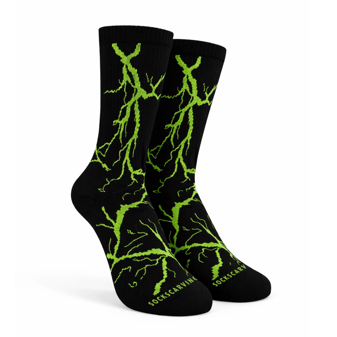 Lightning 2.0 Thunder Socks-Black Lime Green