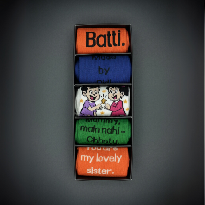 Siblings Bond Dialogue Edition Socks – Unisex | Pack of 5 Pairs