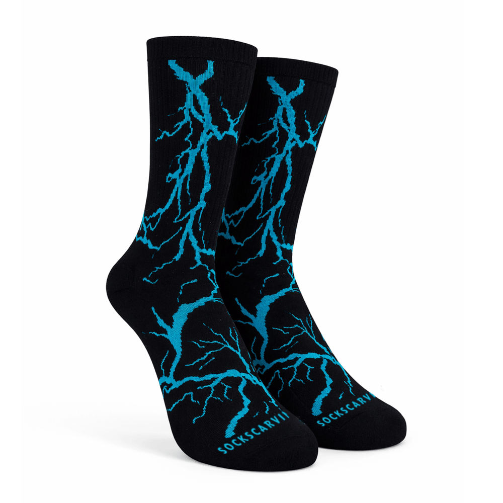 -Lightning 2.0 Thunder Socks-Black Neon Blue-